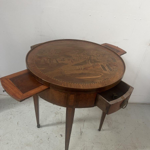 Louis XVI style marquetry side table with removable top, 20th century