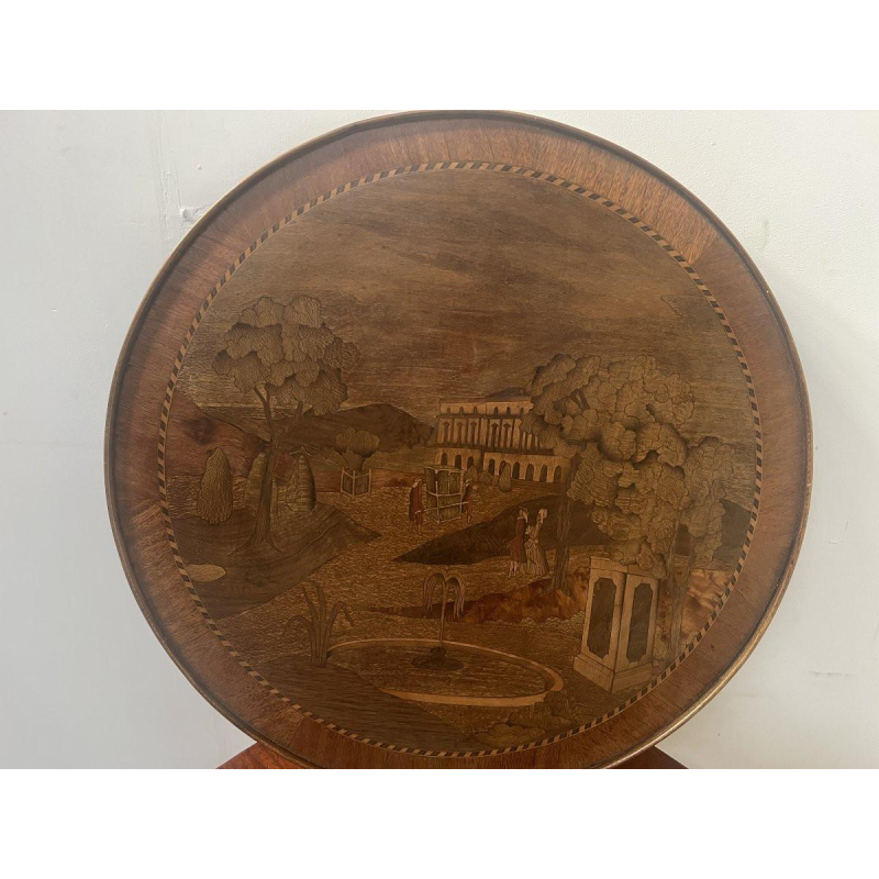 Louis XVI style marquetry side table with removable top, 20th century