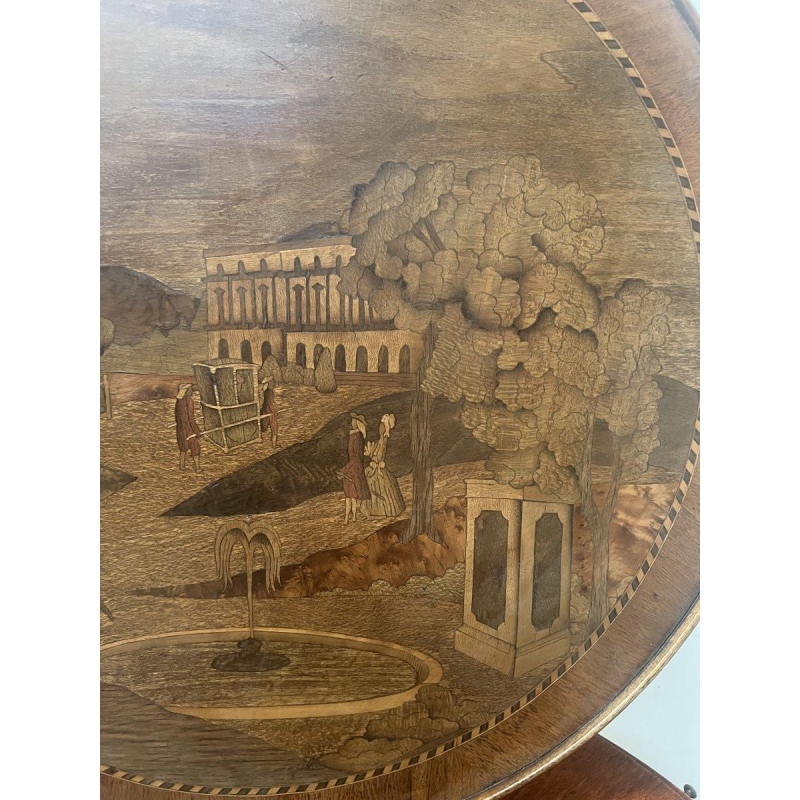 Guéridon marqueté de style Louis XVI à plateau amovible, XXᵉ siècle