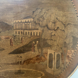 Guéridon marqueté de style Louis XVI à plateau amovible, XXᵉ siècle