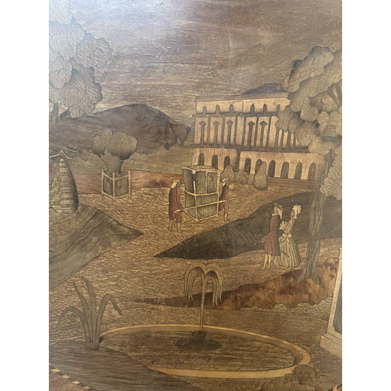 Guéridon marqueté de style Louis XVI à plateau amovible, XXᵉ siècle