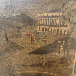 Guéridon marqueté de style Louis XVI à plateau amovible, XXᵉ siècle