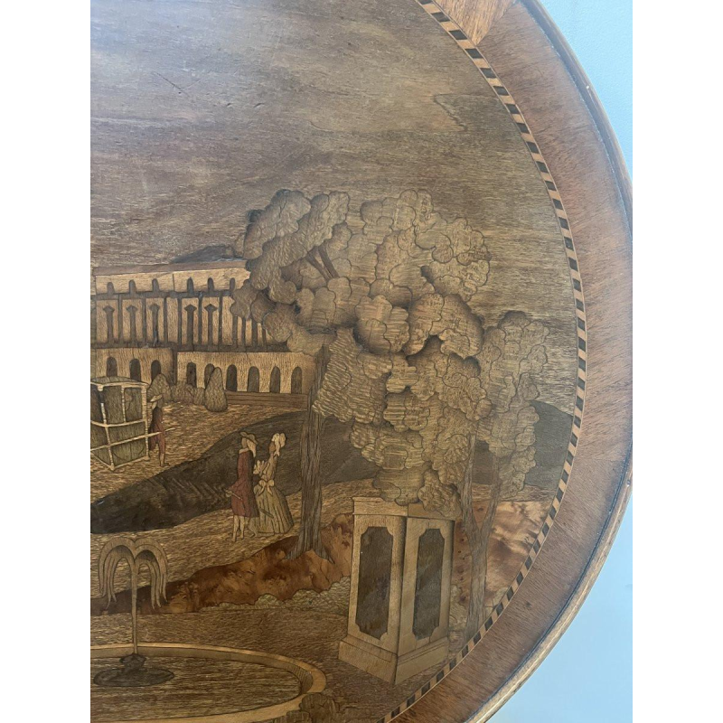 Guéridon marqueté de style Louis XVI à plateau amovible, XXᵉ siècle