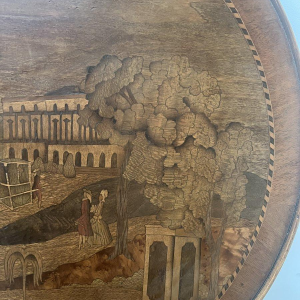 Louis XVI style marquetry side table with removable top, 20th century