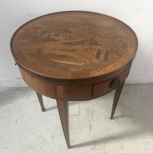 Louis XVI style marquetry side table with removable top, 20th century