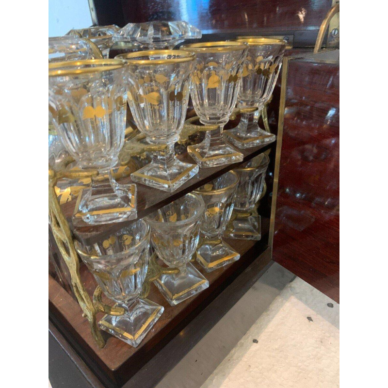 Cave à liqueur complète en marqueterie Boulle, coffret Napoléon III, XIXᵉ siècle