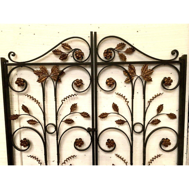 Interior partition with double doors in patinated wrought iron, 20th century