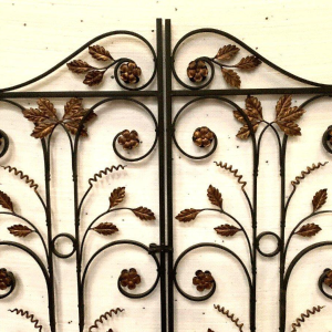 Interior partition with double doors in patinated wrought iron, 20th century