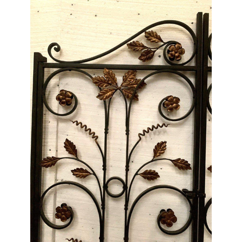 Interior partition with double doors in patinated wrought iron, 20th century