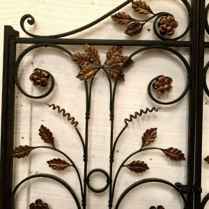 Interior partition with double doors in patinated wrought iron, 20th century