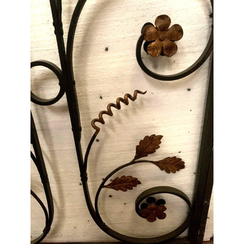 Interior partition with double doors in patinated wrought iron, 20th century