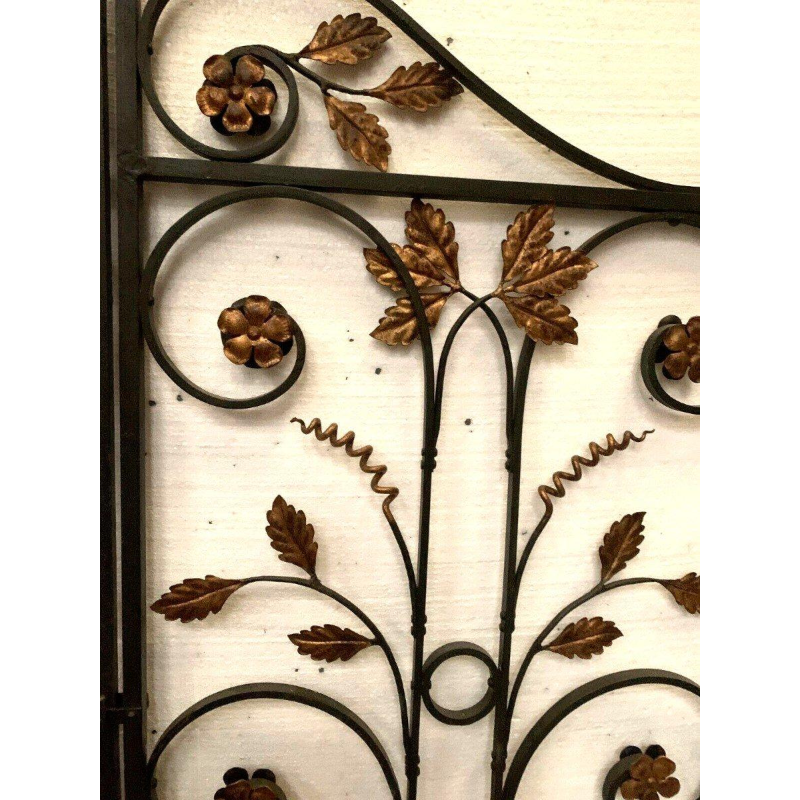 Interior partition with double doors in patinated wrought iron, 20th century