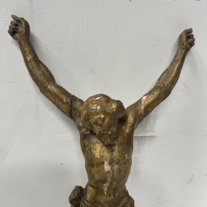 Christusbeeld, gesneden en verguld in hout, 19e eeuw