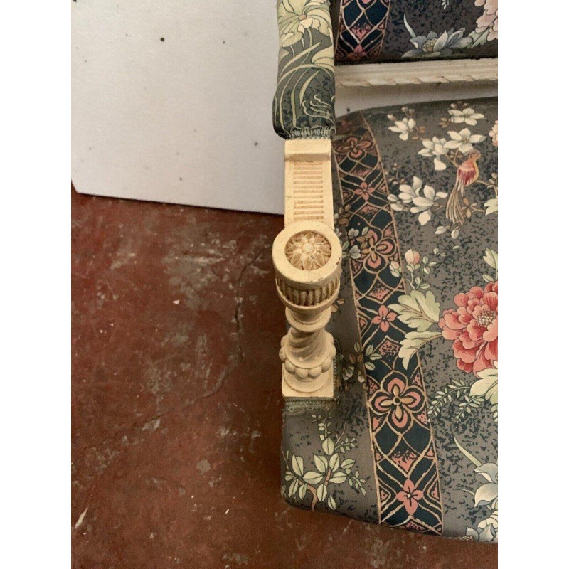 Pair of Louis XVI style armchairs, white lacquered beech and tapestry, 20th century