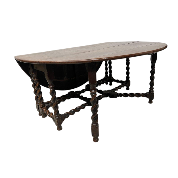 Importante table Gateleg en chêne massif à deux battants, XIXᵉ siècle