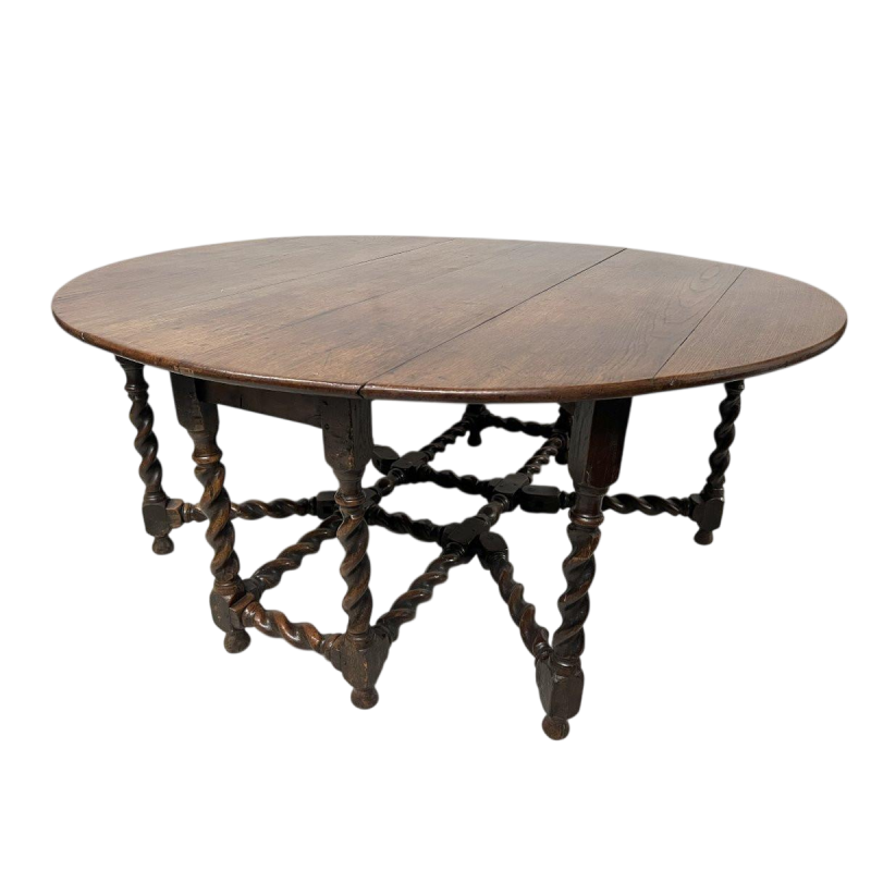 Important Gateleg solid oak double-leaf table, 19th century