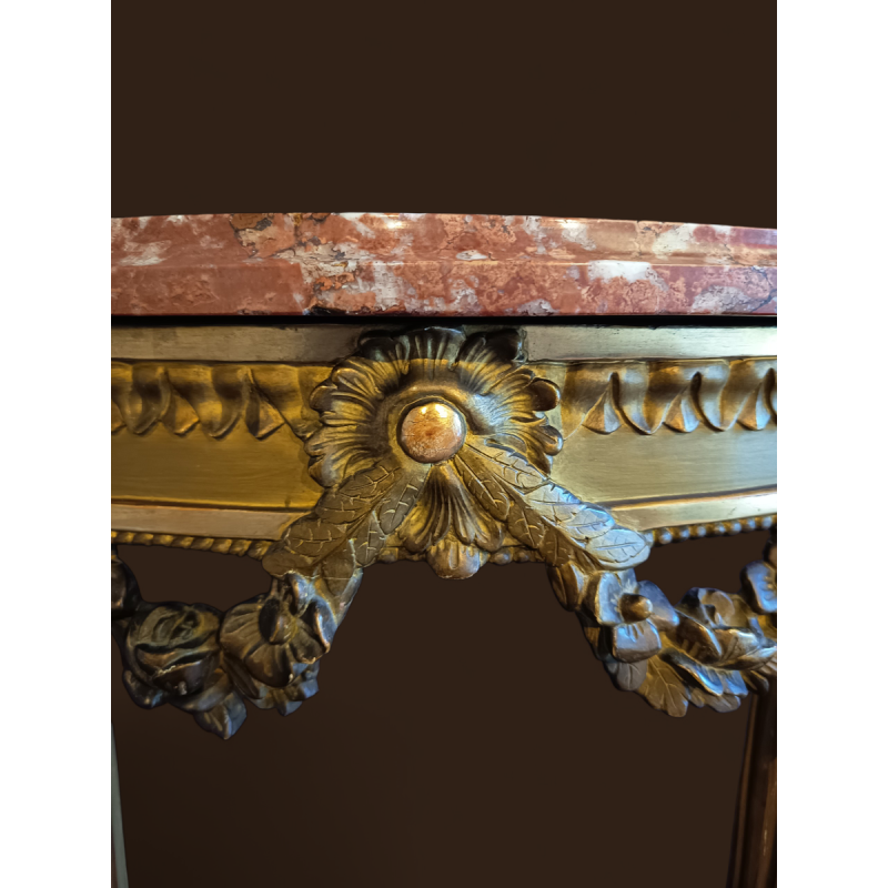 Petite console Louis XVI en bois doré, fin XIXe s