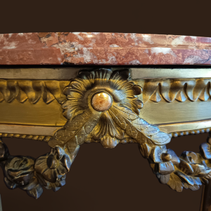 Petite console Louis XVI en bois doré, fin XIXe s