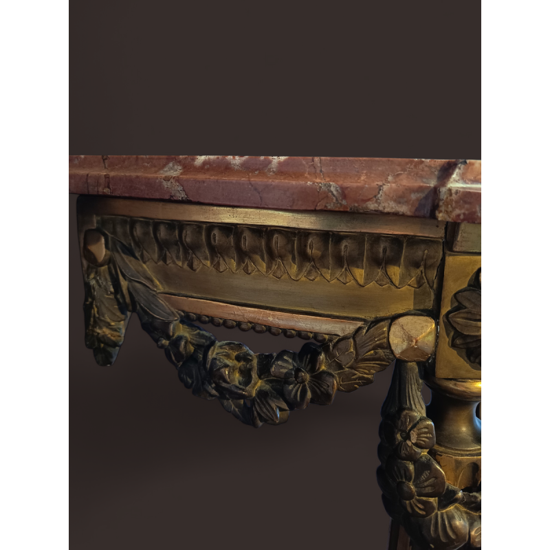 Petite console Louis XVI en bois doré, fin XIXe s