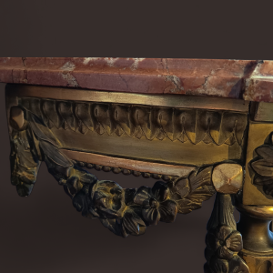 Petite console Louis XVI en bois doré, fin XIXe s