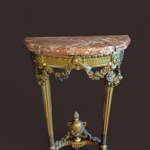 Petite console Louis XVI en bois doré, fin XIXe s