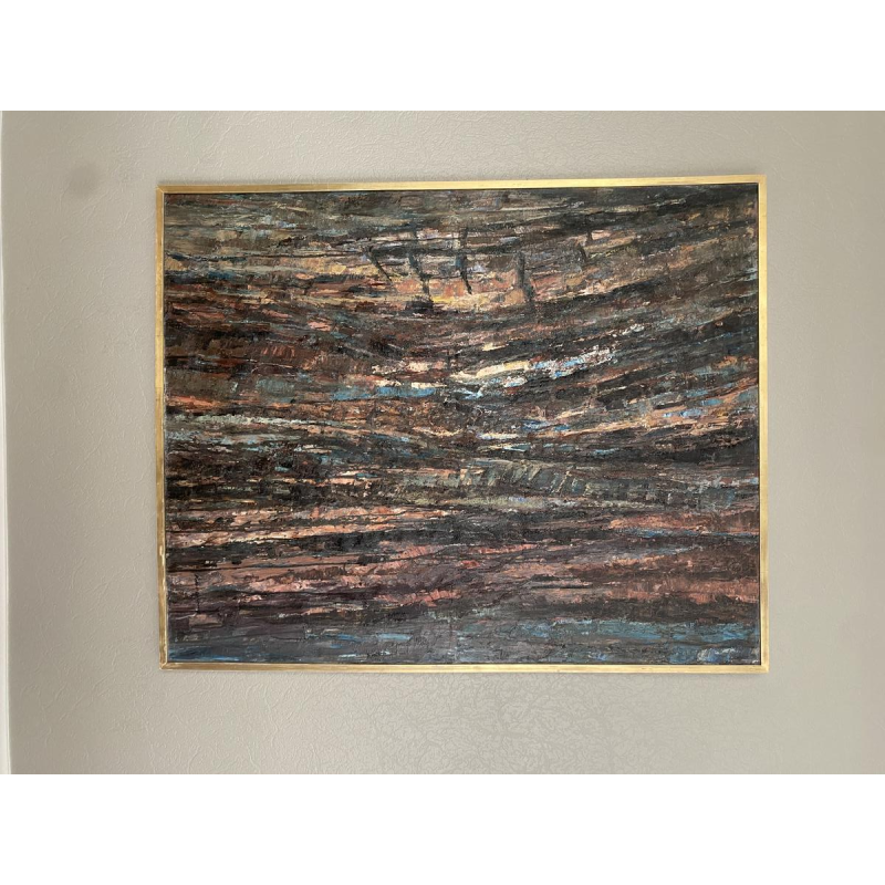 Pollet Leclerc, huile sur toile, tableau abstrait, XXe siècle