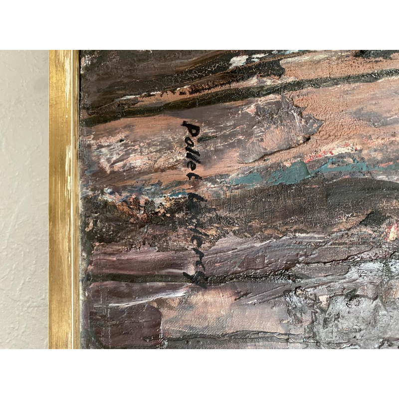 Pollet Leclerc, huile sur toile, tableau abstrait, XXe siècle