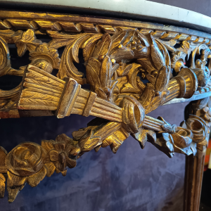 Console Louis XVI en bois doré, XIXe s