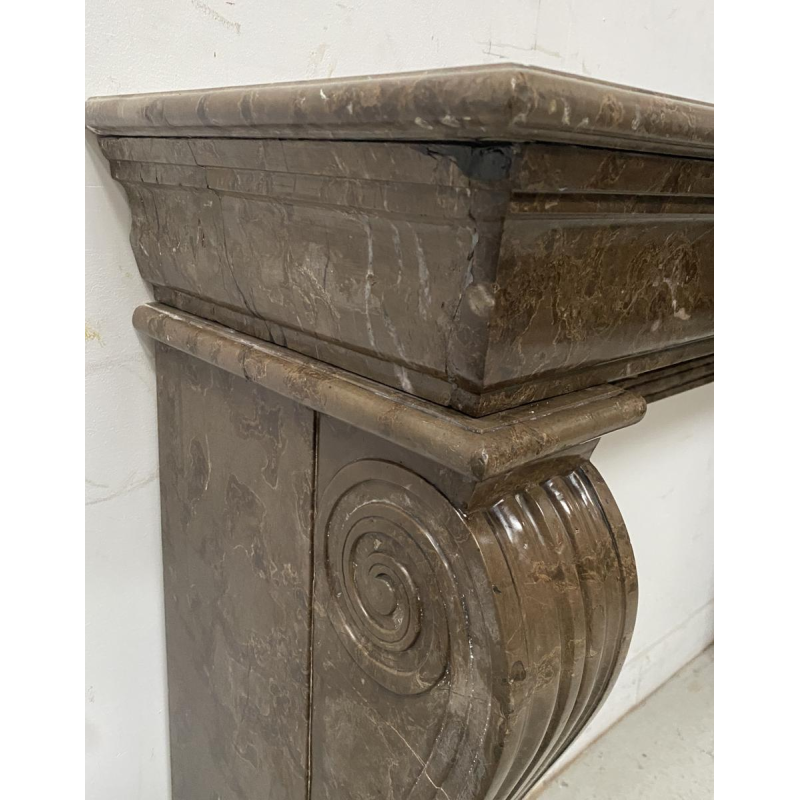 Cheminée époque Napoléon III à pieds griffes en marbre moucheté, XIXe siècle