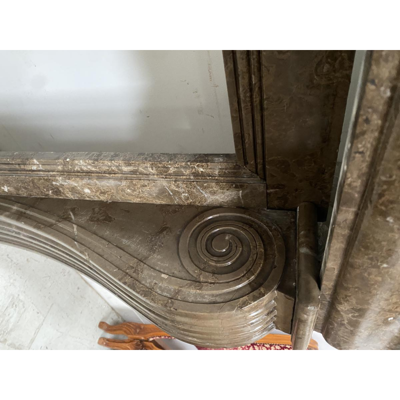 Cheminée époque Napoléon III à pieds griffes en marbre moucheté, XIXe siècle