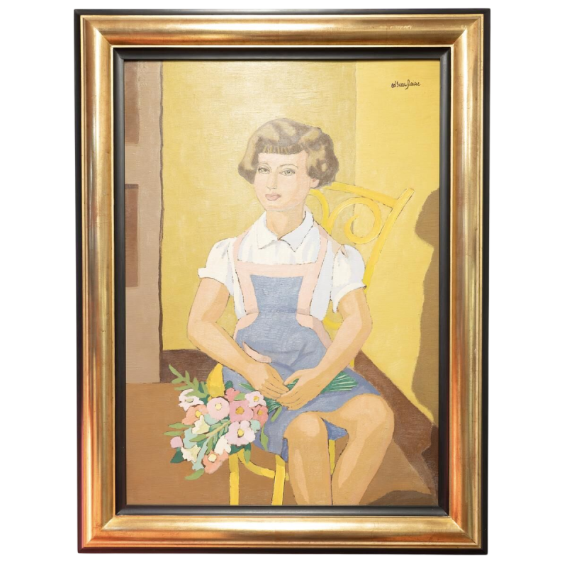 Edgard Scauflaire "La Jeune Fille" tableau, huile sur panneau, XXe s