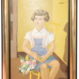 Edgard Scauflaire "La Jeune Fille" tableau, huile sur panneau, XXe s