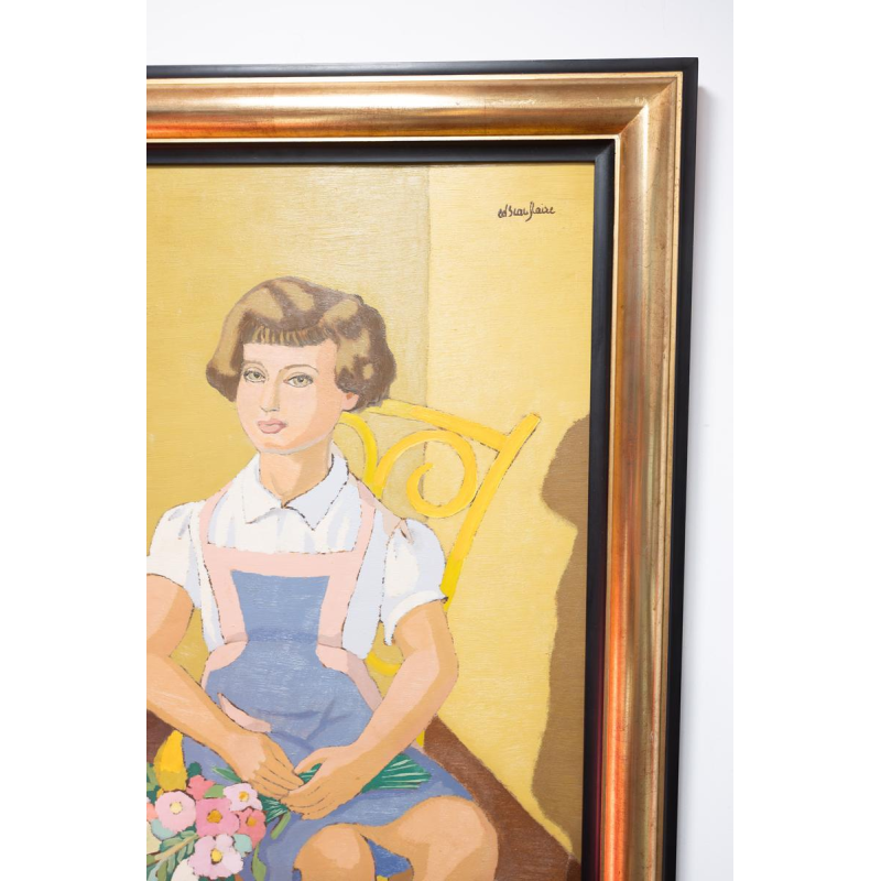 Edgard Scauflaire "La Jeune Fille" tableau, huile sur panneau, XXe s