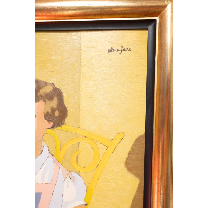 Edgard Scauflaire "La Jeune Fille" tableau, huile sur panneau, XXe s