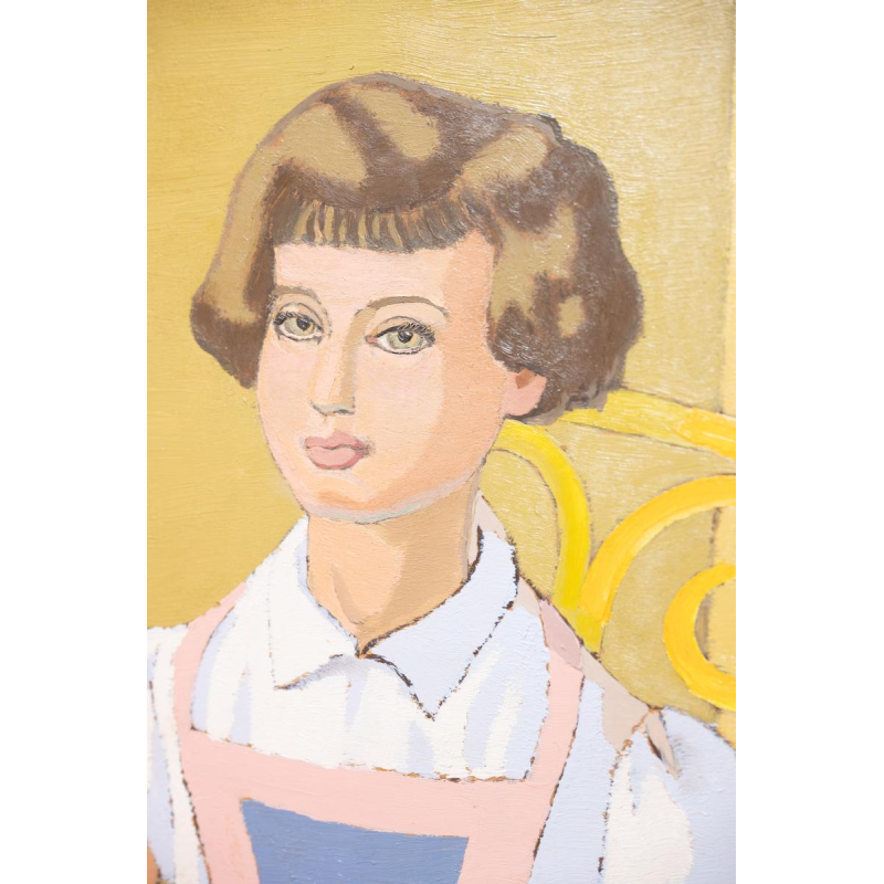 Edgard Scauflaire "La Jeune Fille" tableau, huile sur panneau, XXe s