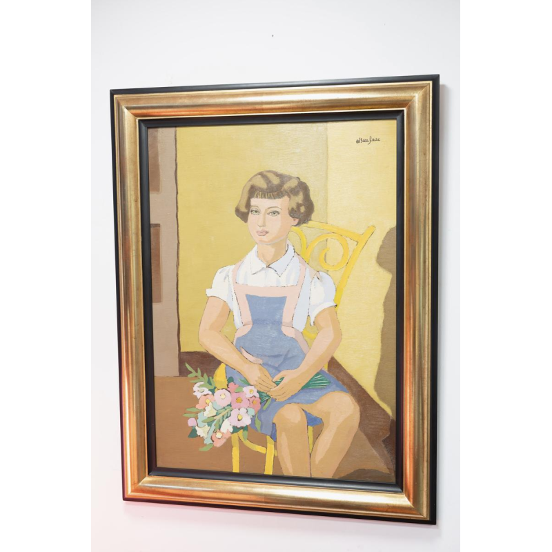 Edgard Scauflaire "La Jeune Fille" tableau, huile sur panneau, XXe s