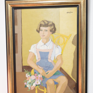 Edgard Scauflaire "La Jeune Fille" tableau, huile sur panneau, XXe s